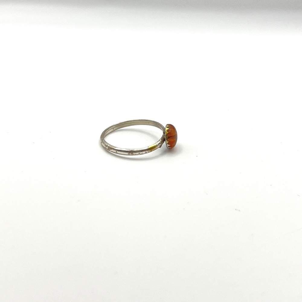 Vintage‎ Style Tortoise Shell Cabochon Ring Silver Tone Band Size 4.5 Small - Picture 2 of 6